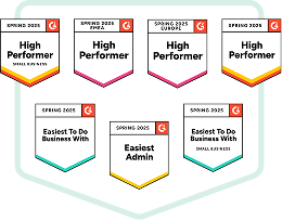Collaborator a reçu les insignes de récompenses G2 Printemps 2025 : plusieurs prix High Performer pour diverses régions, ainsi que Easiest To Do Business With et Easiest Admin.