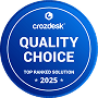 Badge Quality Choice de Collaborator — design circulaire bleu avec texte blanc de Crozdesk