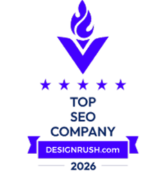Badge de l'entreprise SEO Top de DesignRush 2026 reconnaissant l'excellence des services d'optimisation pour les moteurs de recherche