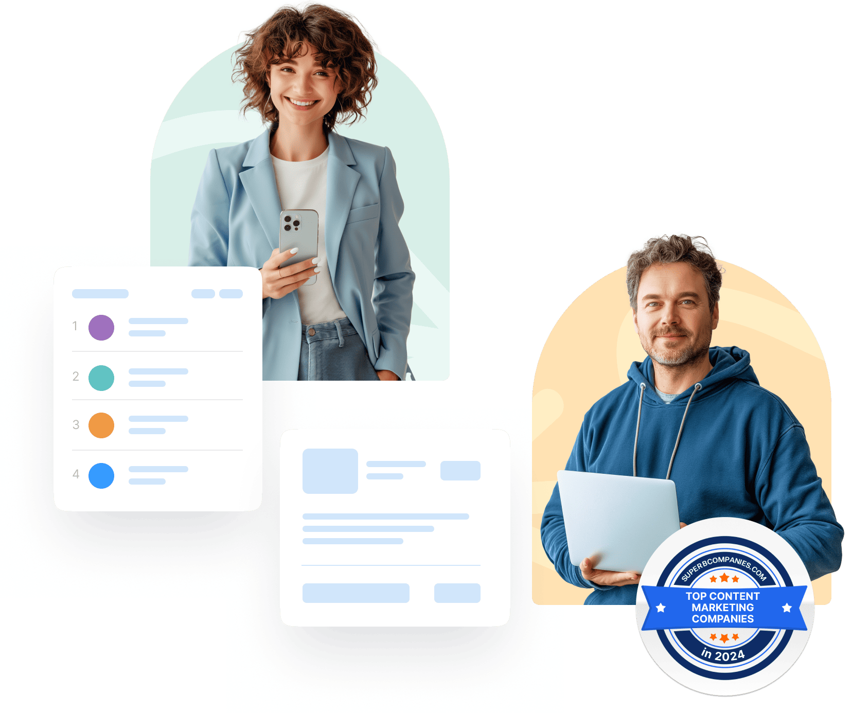 Collaborator nommé parmi les meilleures entreprises de marketing de contenu de 2024 par SuperbCompanies — badge circulaire bleu avec icône d’étoile blanche