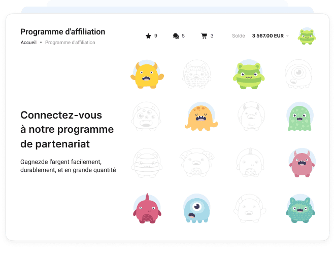 Programme d’affiliation de Collaborator : mascottes amusantes, tableau des gains et invitation à rejoindre