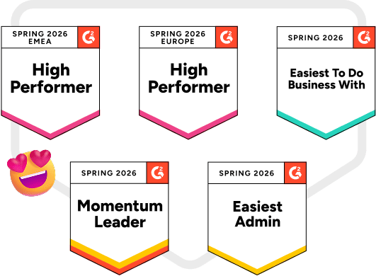 Distinctions G2 Spring 2026 en SEO Tools pour Collaborator, dont Momentum Leader, Easiest Admin, Easiest To Do Business With et High Performer en Europe et dans la région EMEA